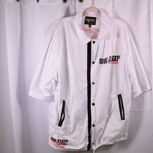 Kleep Love to Kleep White Polyester Snap Coach Jacket Men's 3XL